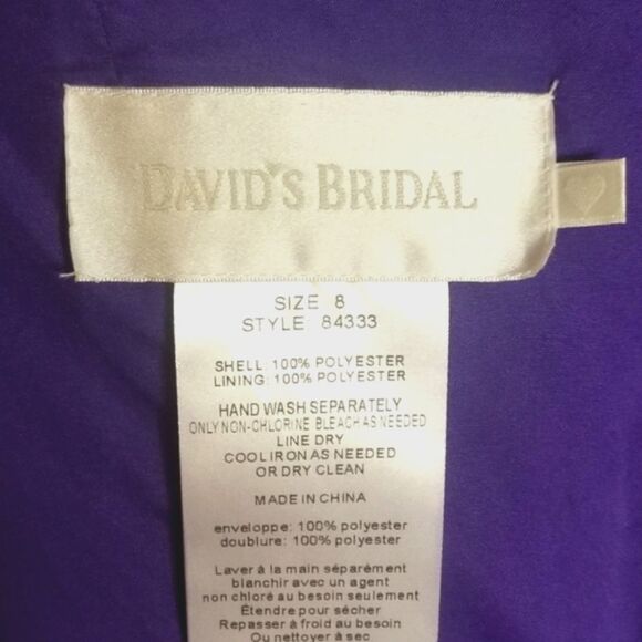 Davids Bridal Elegant One Shoulder Purple Midi Dress, NWOT, Size 8 - Picture 9 of 9